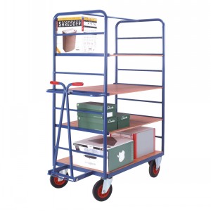 Multi Level Shelf Stock Trolley With Drawbar Handle